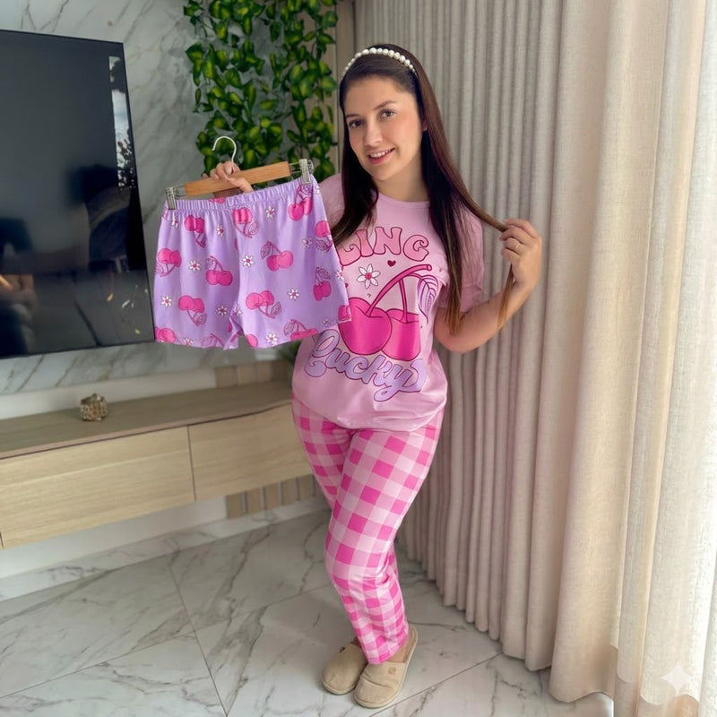 PIJAMA TRES PIEZAS / CEREZAS