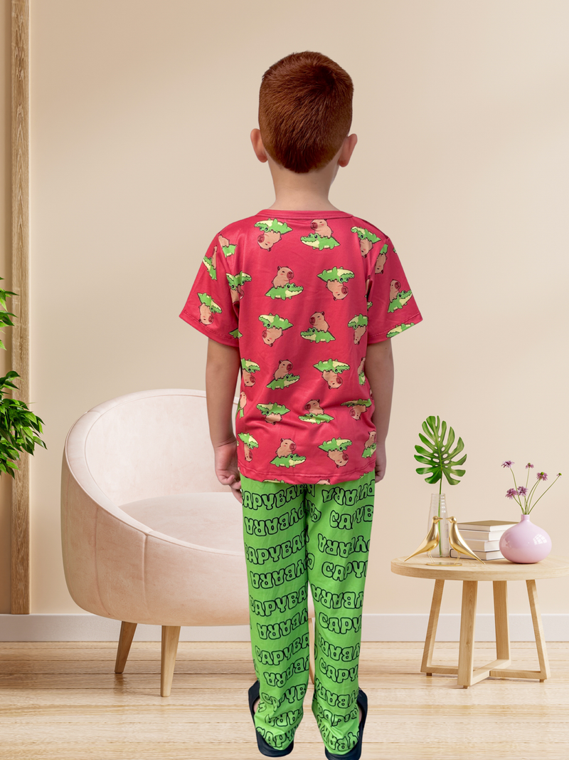 PIJAMA TRES PIEZAS NIÑO / CAPIBARA COCODRILO