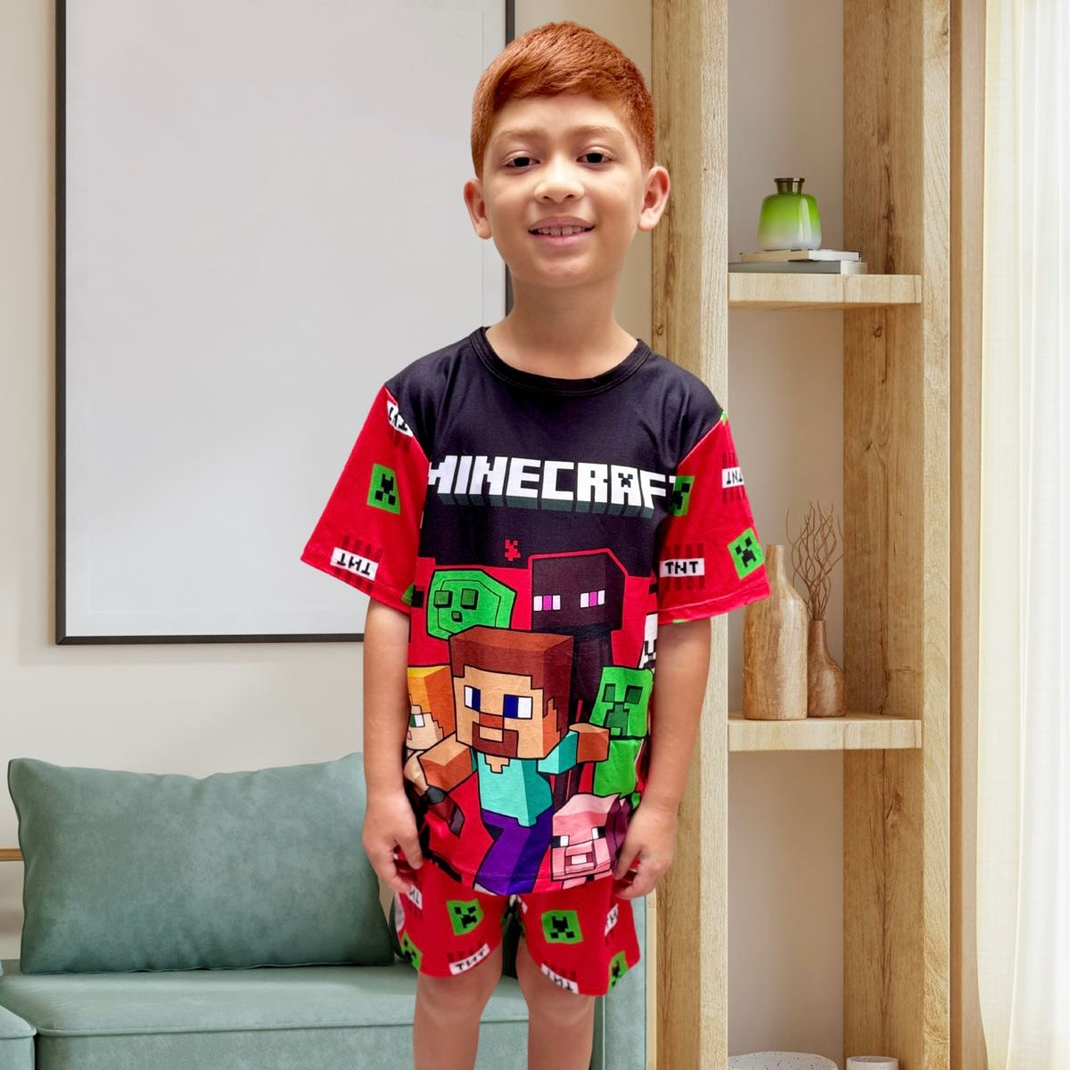 PIJAMA SHORT NIÑO / MINECRAFT