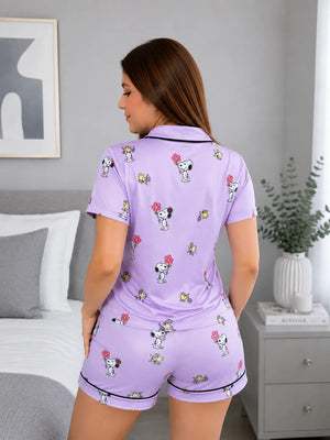 PIJAMA CAMISERA SHORT / SNOOPY LILA