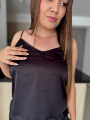 PIJAMA SHORT SATIN NEGRA