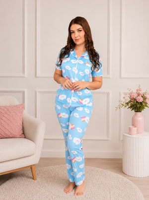 PIJAMA CAMISERA PANTALON / NUBES