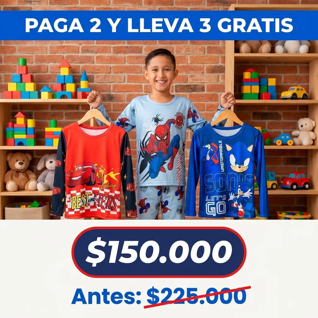 Paga 2 y lleva 3 pijamas de niño